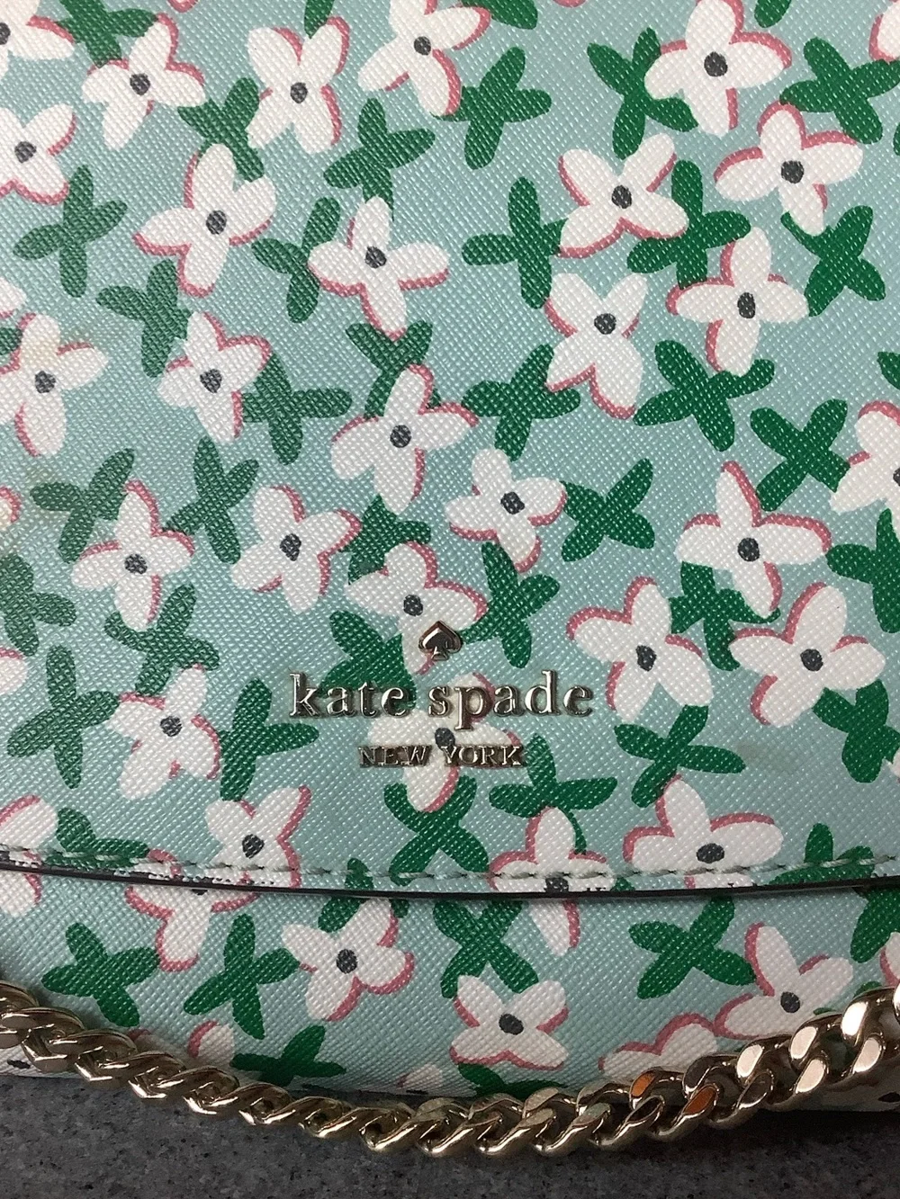 kate spade Mint Green Floral Chain Crossbody Bag